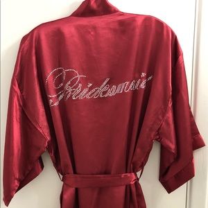 Wine colored bridesmaid rhinestone robe